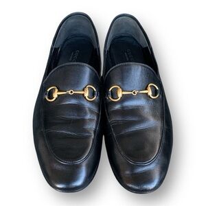 Gucci Brixton Black Leather Horsebit Loafer Shoes Women’s size 8.5